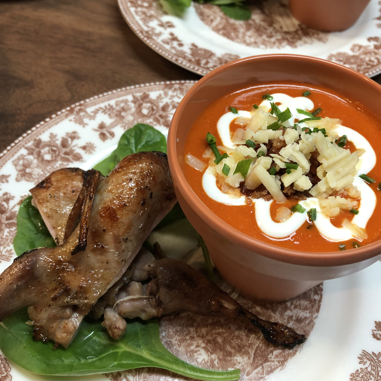 quail and piquillo soup